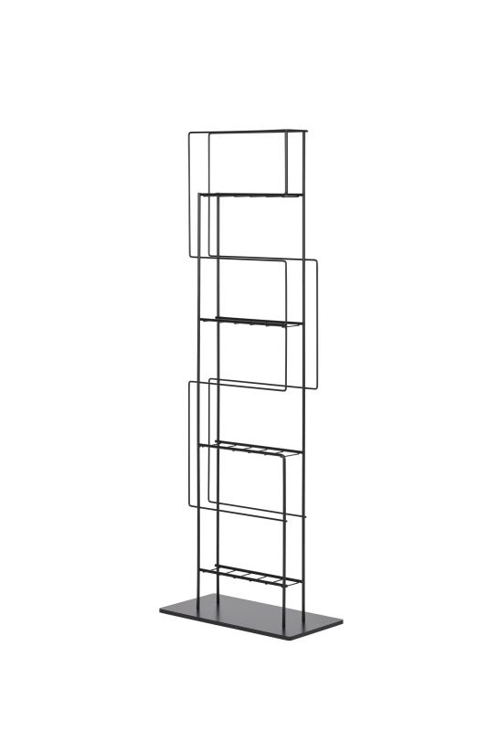 Schönbuch Revue Zeitungsständer: Moderner, schwarzer Prospekthalter aus Metall für Zeitschriften und Broschüren.